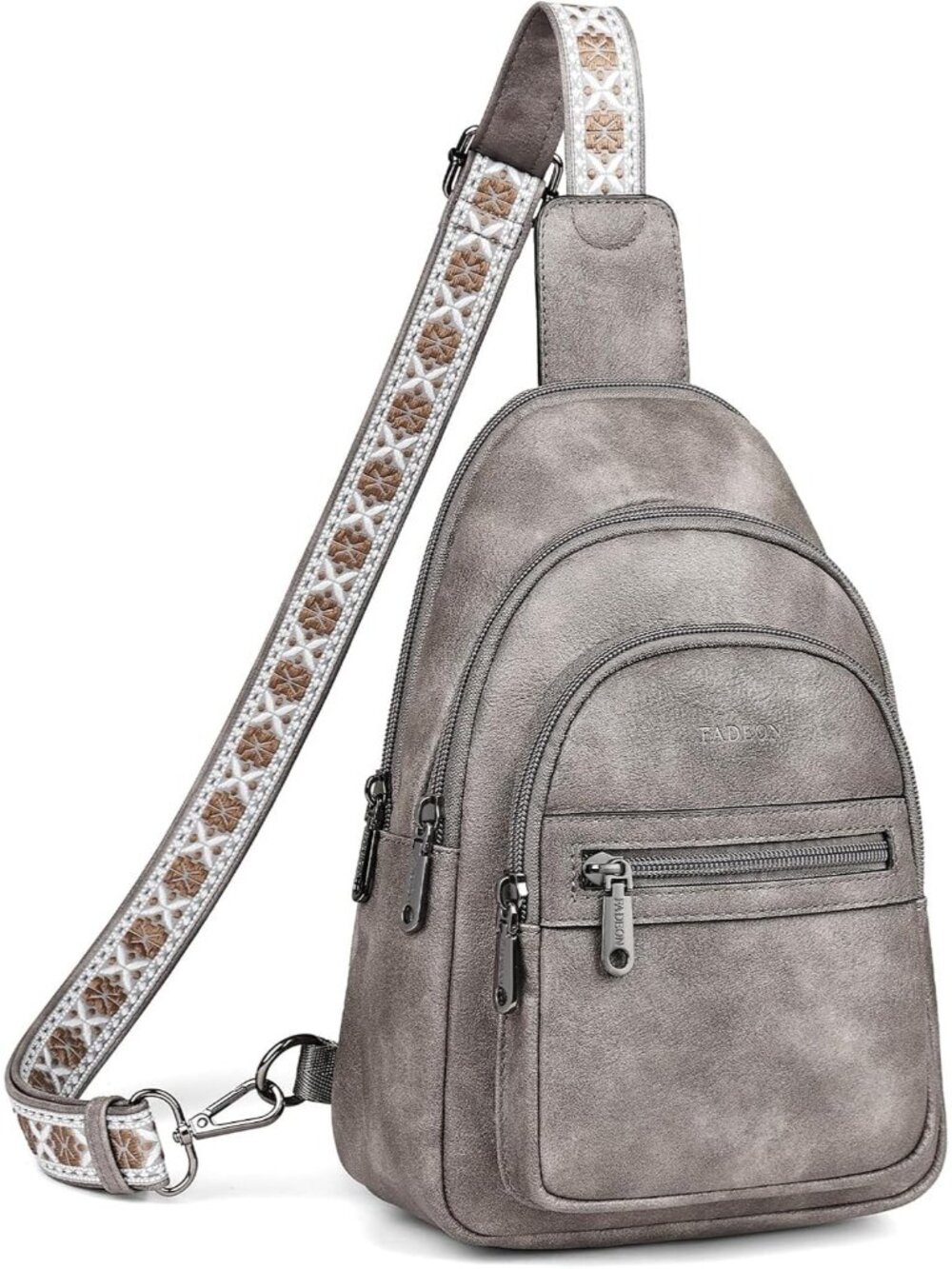 〽️Women Charcoal Grey Vegan Leather Anti Theft Sling Travel Purse Crossbody Bags